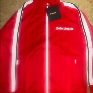 Palm Angels Red and White Bomber Jacket